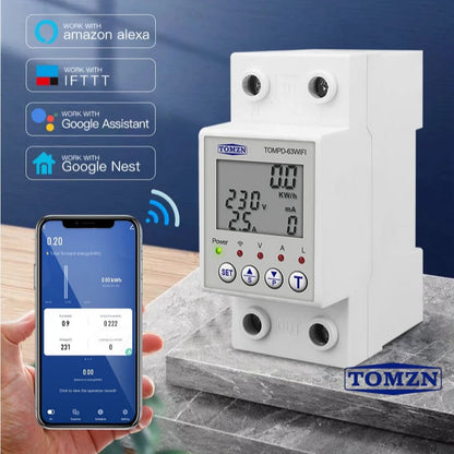 Tomzn TOMPD-63 WIFI Protector with voltage current and leakage protection Mini 10in1