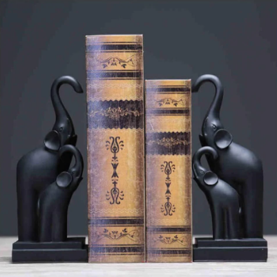 Bookends Elephants Pair Modern Home and Office Decor