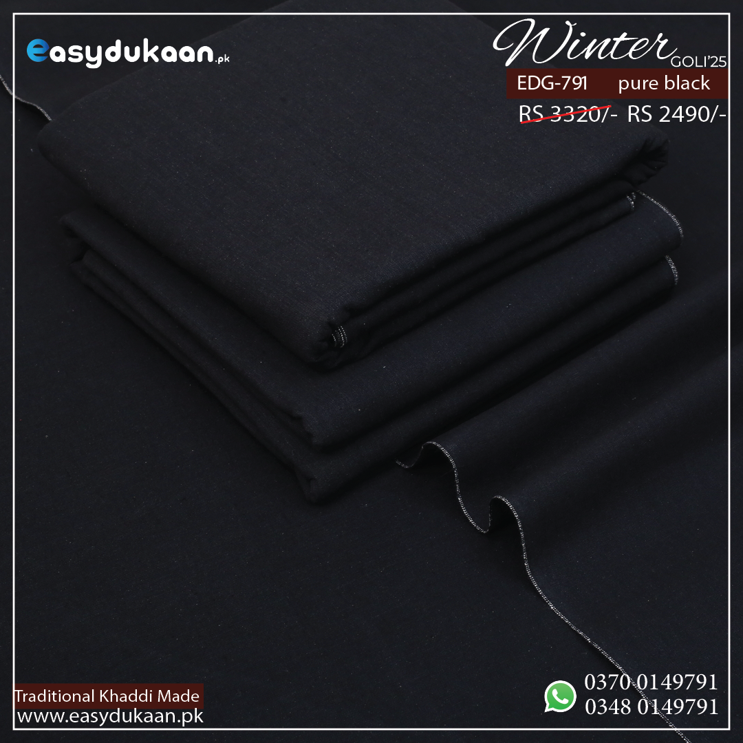 Winter Goli Khaddar EDG-791 Pure Black