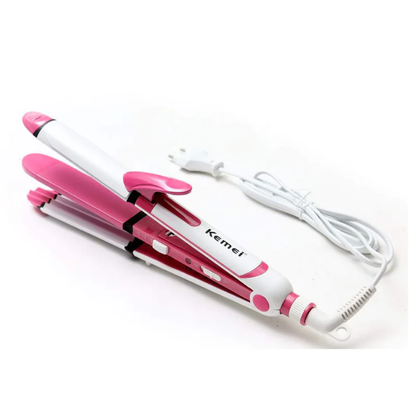 Kemei KM-1291 3 In 1 Hair Straightener Curler & Crimper With Official Warranty