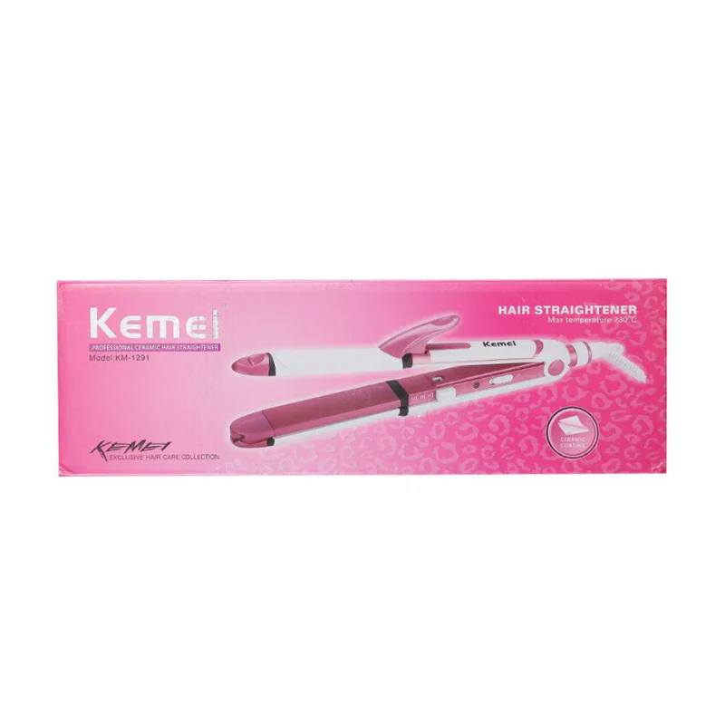 Kemei KM-1291 3 In 1 Hair Straightener Curler & Crimper With Official Warranty