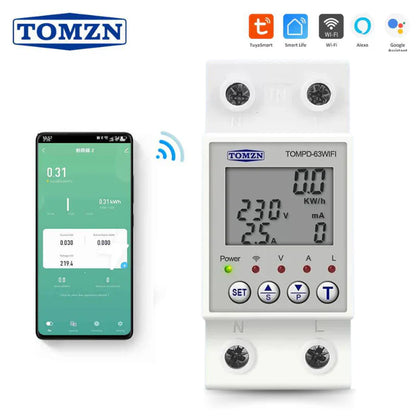 Tomzn TOMPD-63 WIFI Protector with voltage current and leakage protection Mini 10in1