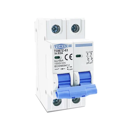 Tomzn 2P DC 1000V Solar Mini Circuit Breaker 16A, 20A, 32A, 63A