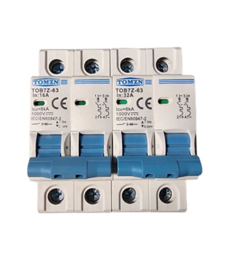 Tomzn 2P DC 1000V Solar Mini Circuit Breaker 16A, 20A, 32A, 63A