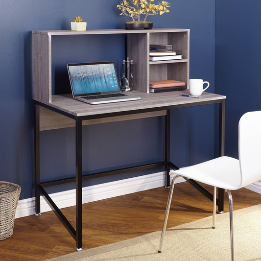 Study Table With Shelves With Metal Base