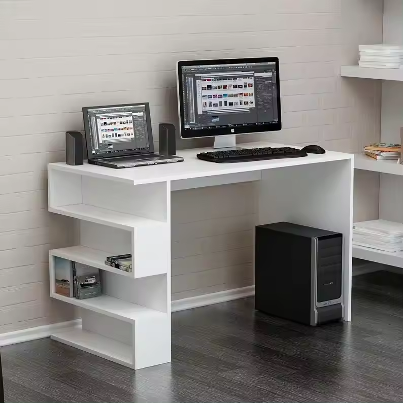 Study Table with Stairs Shelves