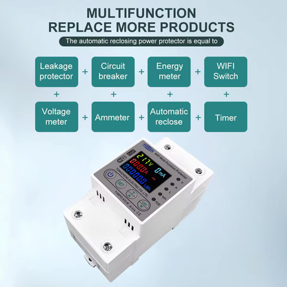 TOMZN All in 1 63A WIFI Smart Circuit Breaker with voltage current and leakage protection