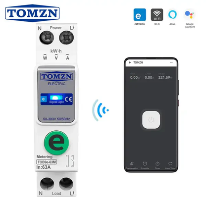 Ewelink TOMZN TOB9e-63M Kwh Monitoring Circuit Breaker 63A WIFI Smart Switch with monitoring and Protection