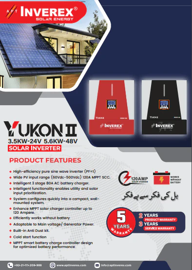 INVEREX YUKON 3.5KW and 5.6KW MPPT HYBRID SOLAR INVERTER